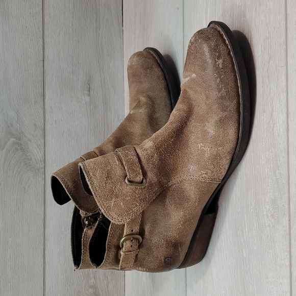 Born Women Ankle Distressed Leather Moto Boots shoes sz 10M - Picture 1 of 12